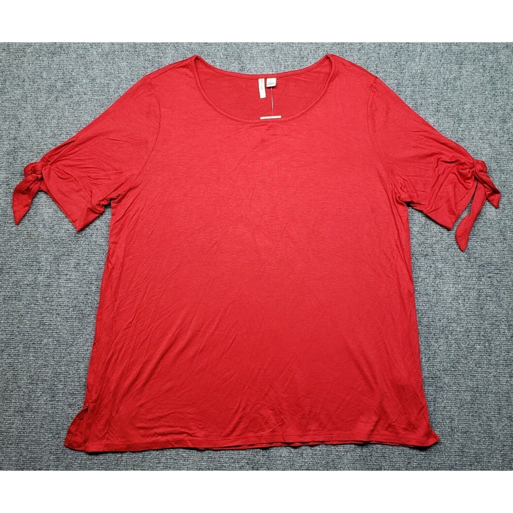 C Est 1946 Blouse Womens L Southsummer Chinese Red Round Neck Short Sleeve New